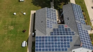 House with solar panels on roof