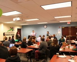 Connecticut Green Bank President and CEO Bryan Garcia addresses the group.