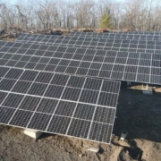 Photo of Marcus Communications' solar array at their communications tower in Bolton.