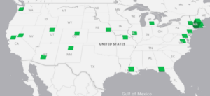 Map of investors from 25 states participated in the first offering.