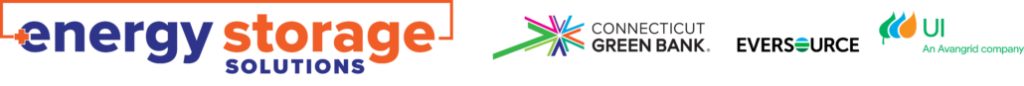Energy Storage Solutions program logos: Connecticut Green Bank, Eversource, and United Illuminating.